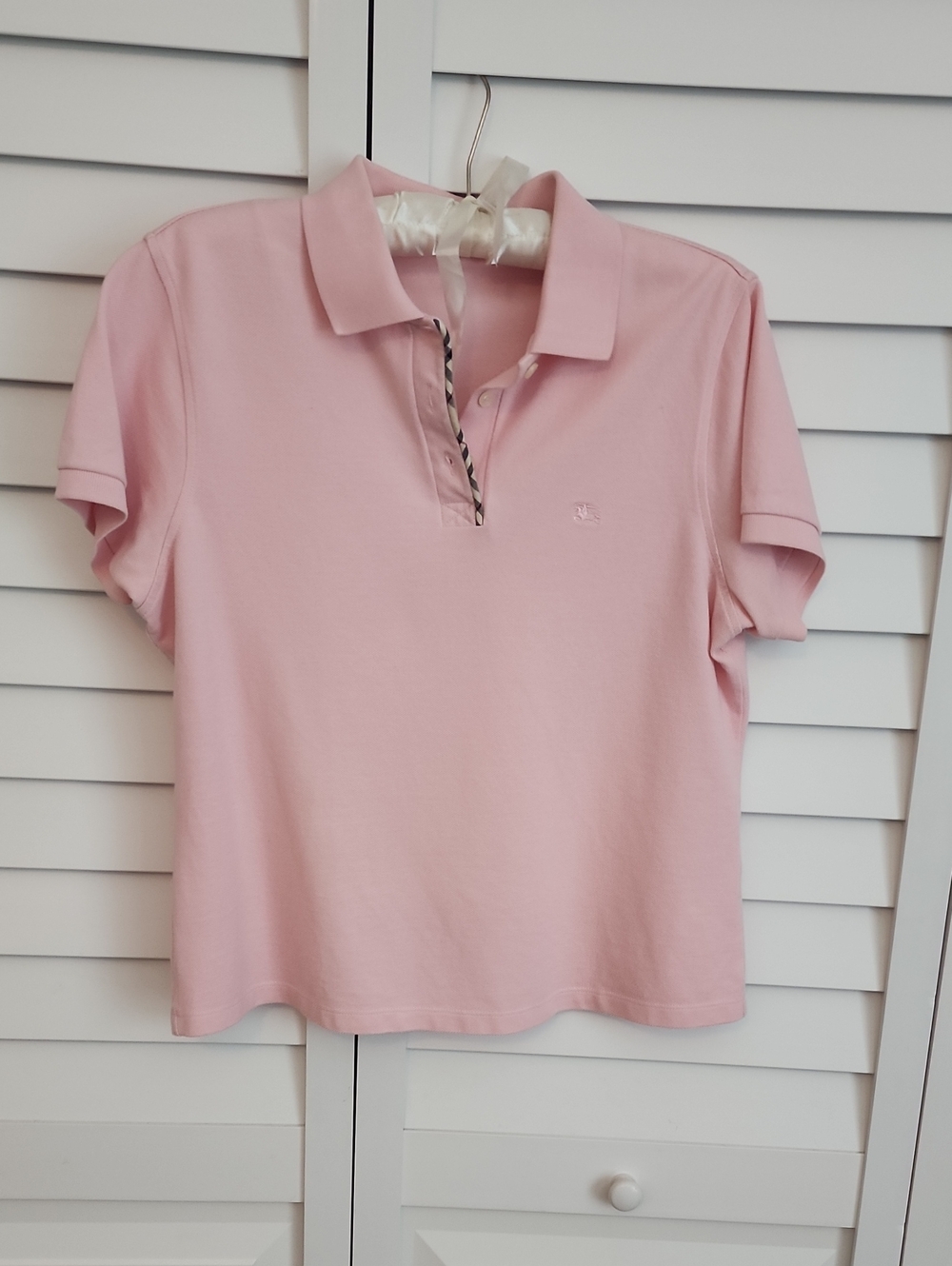 Classic Pink Polo Top Burberry- Women's Short Sleeve